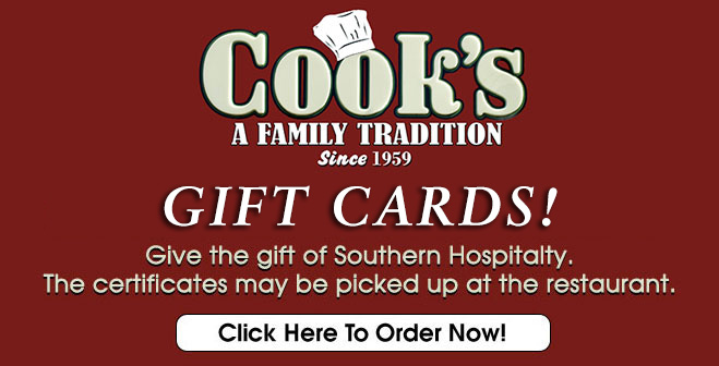 Gift Cards for Cooks Buffet, DeLand FL