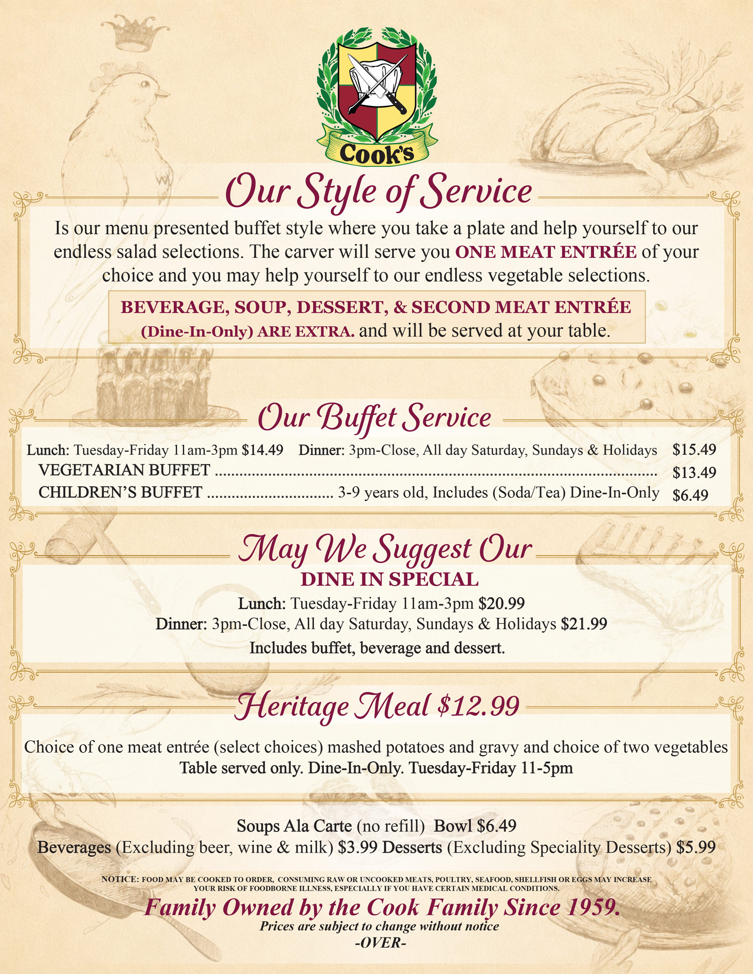 Menu Page 1 - Accessible text version available below.